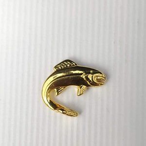 Salmon Trout Gold Tone Tie Tack Chain